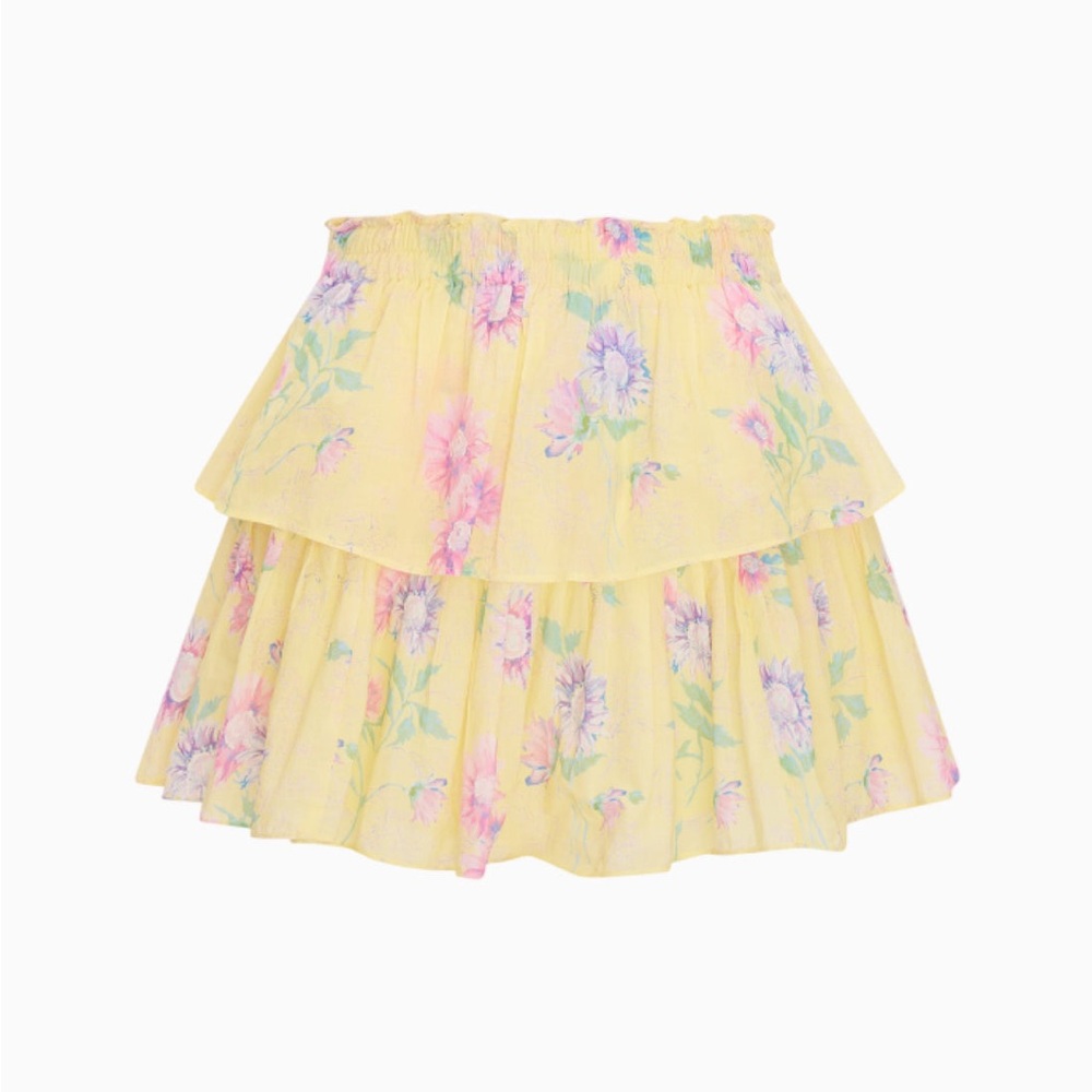 LoveShackFancy Ruffled Layered Yellow Floral Mini… - image 5